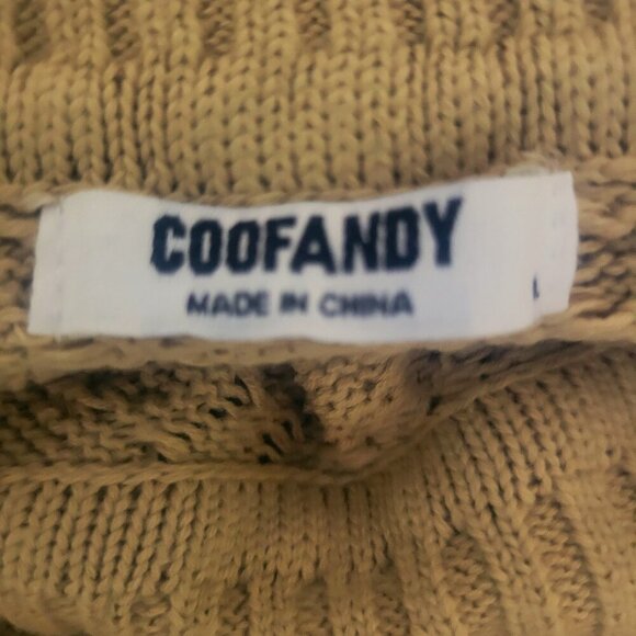 Coofandy Turtleneck Cableknit Textured Rich Tan Sweater Women's - Size L - Picture 9 of 10